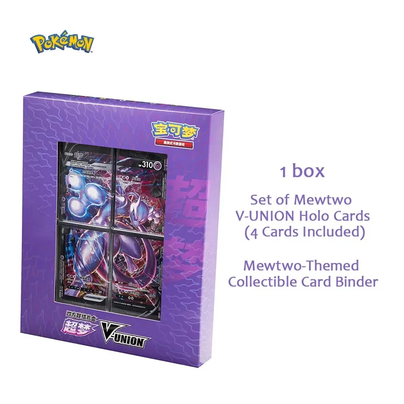 Original Pokemon TCG Card Quartet Coupling V-Union Gift Box Set - Pikachu Mew-Two - 100% Authentic Collectible Trading Cards