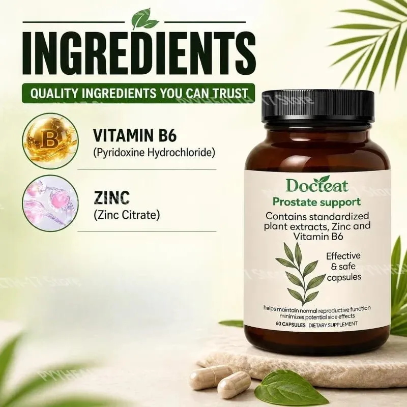 Prostate Support Capsules with Zinc and Vitamin B6 Saw Palmetto and Stinging Nettle Extracts for Support 60 Capsules