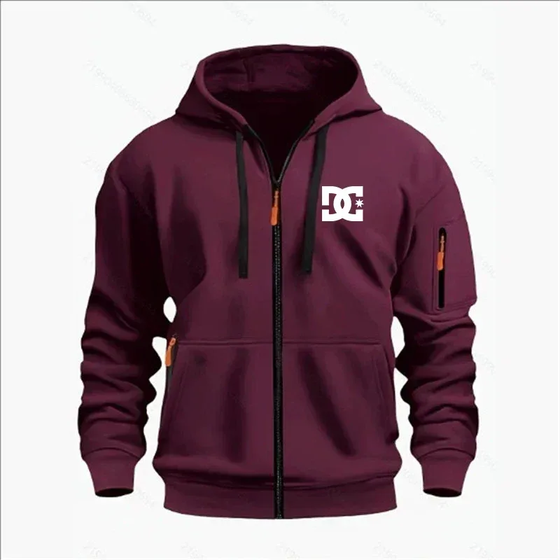Spring and Autumn Men's Casual Sports Hoodie Fashionable Arm Pocket Drawstring Hoodie Men's Loose Long-sleeved Shirt Pullover