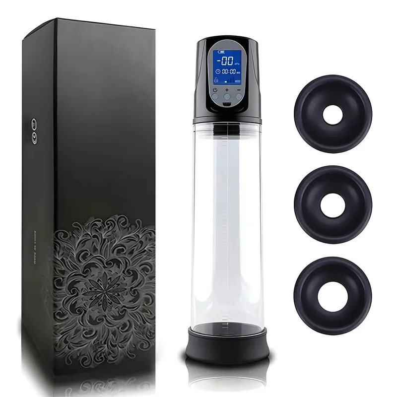 Electric Vacuum LED Display Penis Pump Men's Sex Toy Penis Extender 6 Sucking Modes RechargeableTraining Penis Extension