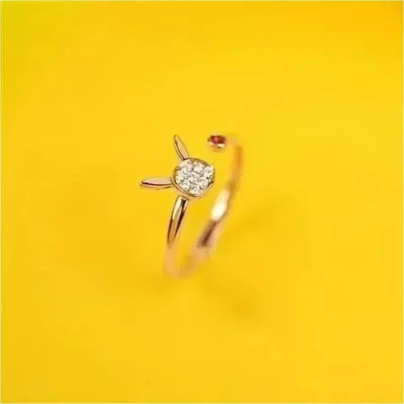 New Pokemon Litwick Dragonair 925 Silver Couple Ring Anime Fashion Cartoon Accessories Cospaly Peripherals Christmas Gifts