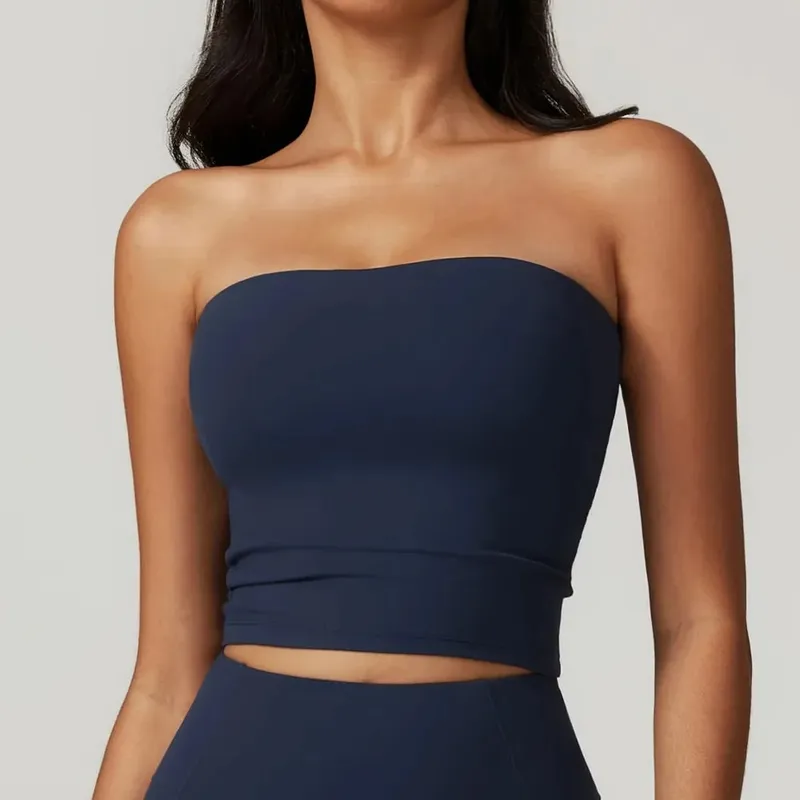 New Strapless Tube Tops For Women Gym Sports Yoga Vest Sexy Beautiful Back Padded Fitness Tanks Impact Quick Dry Workout Clothes