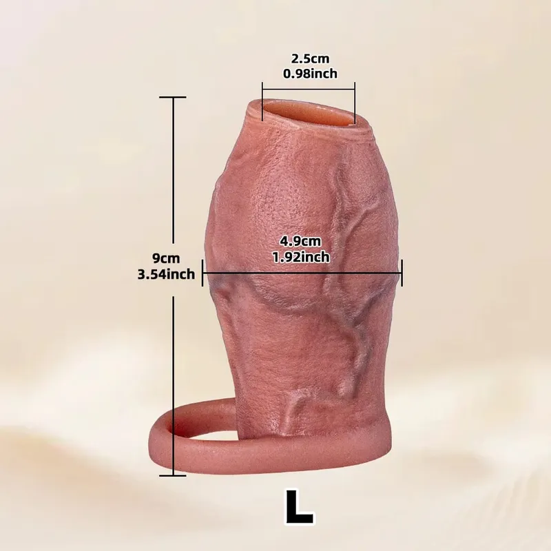 Dick Sleeve Enlargement Lock Sperm Penis Ring Adult Men Sex Toy Enlarged and Thicken Cock Sleeve Soft Silicone Male Sexy Toy 18+