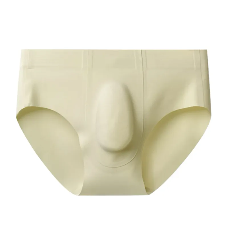 Men Thin Seamless Ice Silk Briefs Underwear 3D Bulge Pouch Breathable Underpants Breathable Quick Dry Male Panties Solid Color