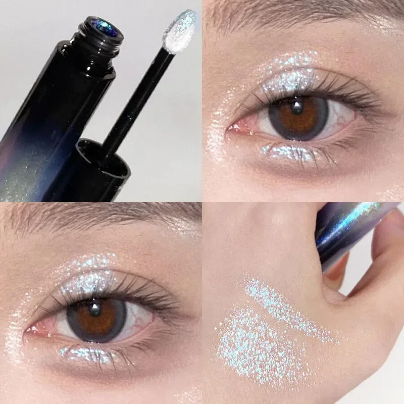 Glitter Liquid Eyeshadow Holographic Shimmer Ice Blue Pink Quick-drying Wet Look Tears Highlight Eye Makeup Non-flying powder