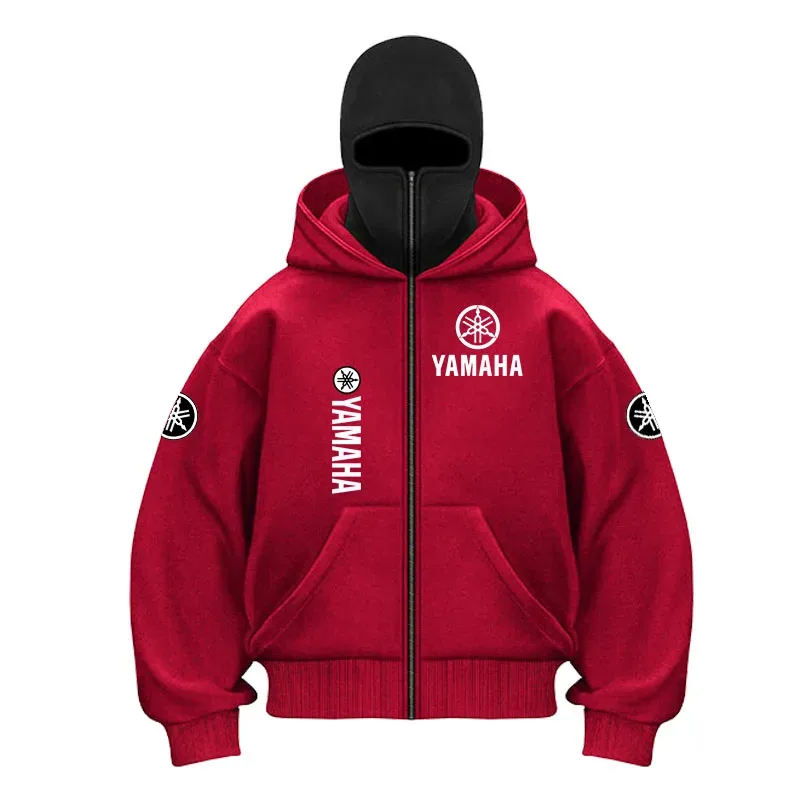 yamaha logo Printed Cotton Cycling Mask Zipper Hoodie Men and Women Autumn and Winter New Style Fashion Casual Retro Cycling Jer
