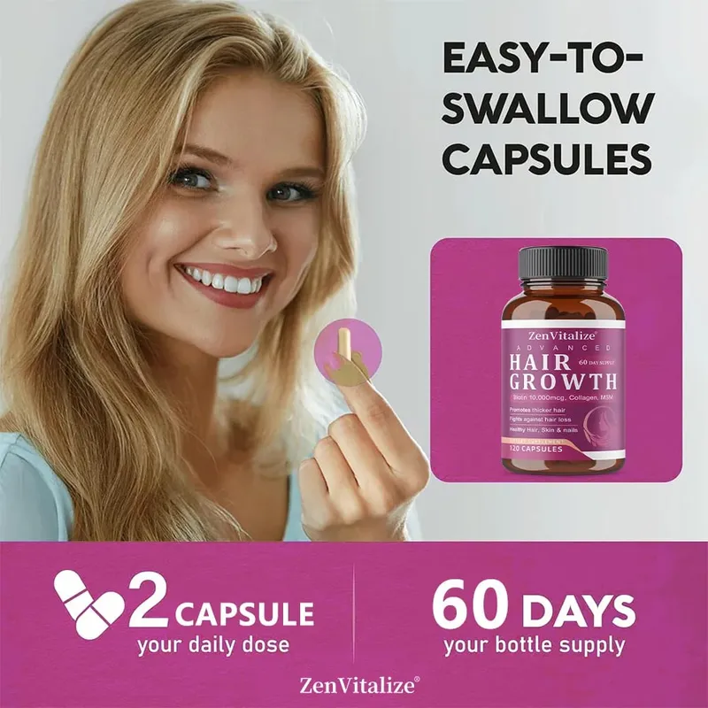 Hair Growth Vitamins for Women and Men - with Biotin & Saw Palmetto Naturally Regrow Stronger & Healthier Hair Skin and Nails