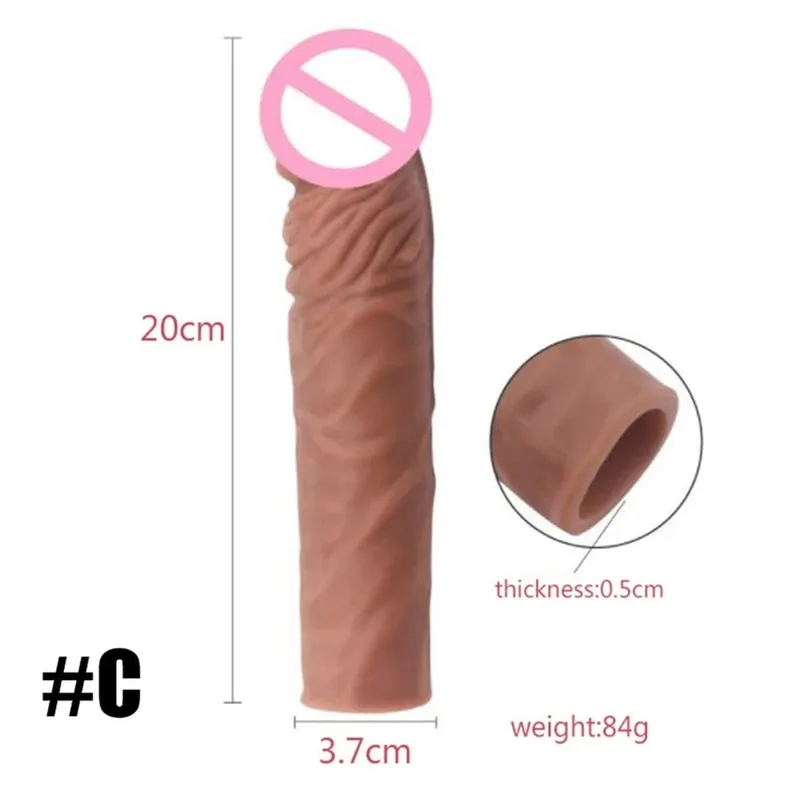 Extensión de pene realista, manga para pene, silicona reutilizable, alargador de pene, condones retardantes para hombres, consolador potenciador, Juguetes sexuales, tienda erótica