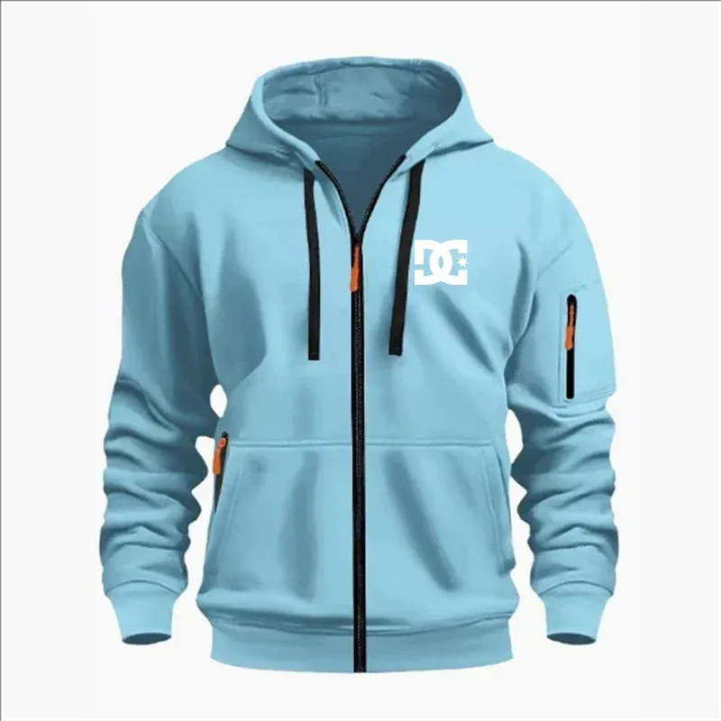 Spring and Autumn Men's Casual Sports Hoodie Fashionable Arm Pocket Drawstring Hoodie Men's Loose Long-sleeved Shirt Pullover