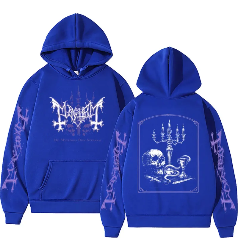 Rock Band Mayhem De Mysteriis Dom Sathanas Skeleton Graphic Hoodie Men Women Death Black Metal Gothic Punk Hoodies Streetwear