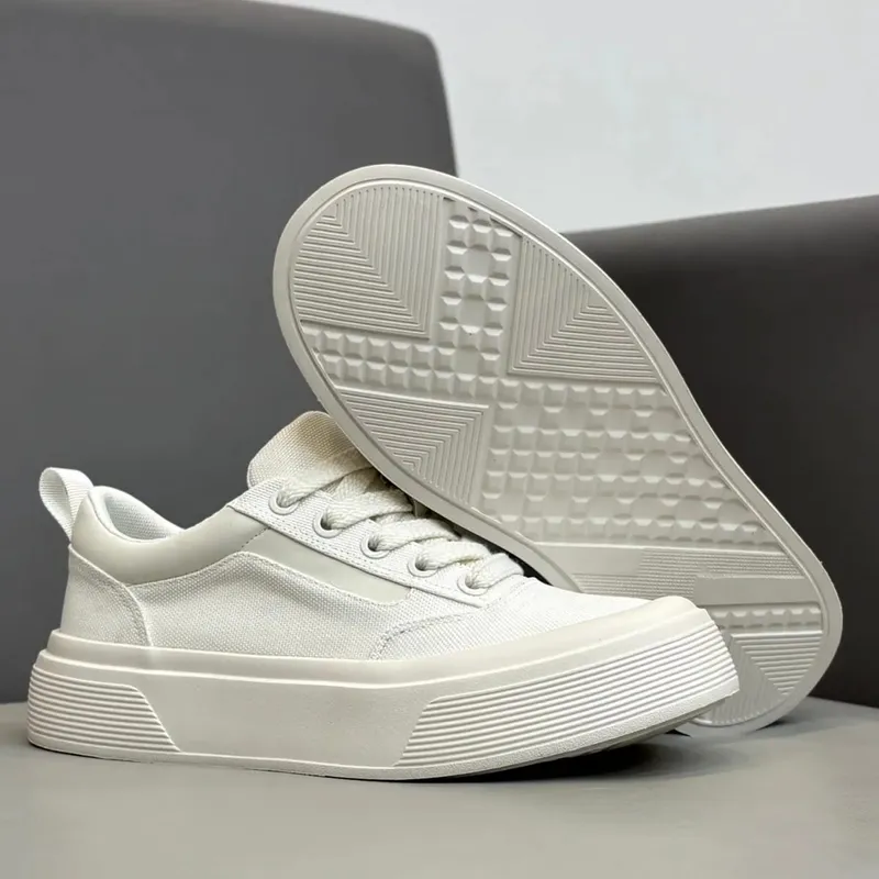 Mens platform high heeled shoes increase height by 6 centimeters lightweight canvas anti slip and durable Elevator sneakers