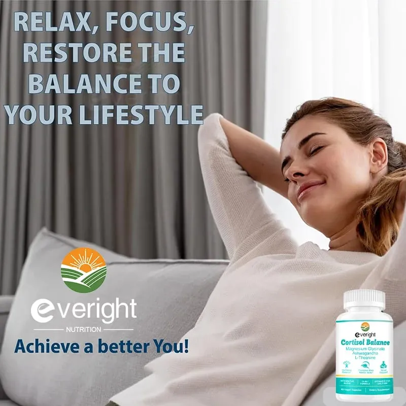 Cortisol Supplement with Ashwagandha L-Theanine & Magnesium Glycinate – 14-in-1 for Stress Relief Mood Balance & Sleep Health