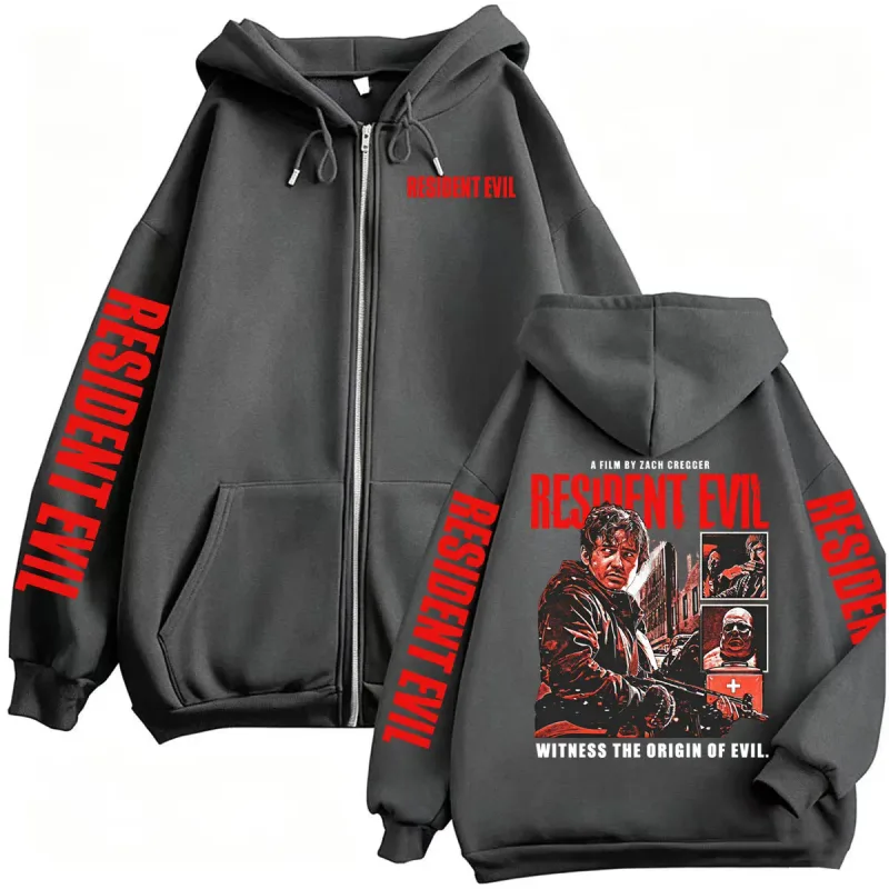Limited Resident Evil Horror Film Zipper Hoodies Men Women Fashion High Street Jacket Sweatshirt Coats Cozy Fleece Zip Up Hoodie