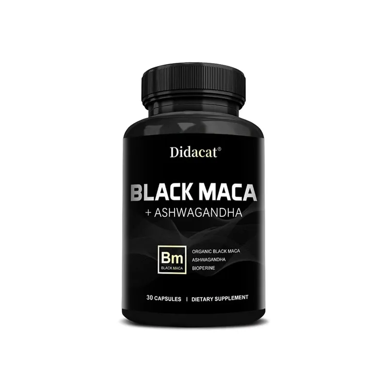 Organic Black Maca + Ashwagandha - High-concentration Black Maca Capsules for Men Supporting Strength Endurance and Vitality