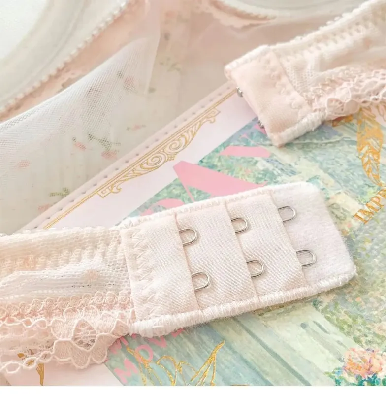 Princess Lolita Bra Set Pure Lust Lace Sexy Gathering Anti-Sagging Sweet Court Style Comfortable Underwired Girl Bra Set