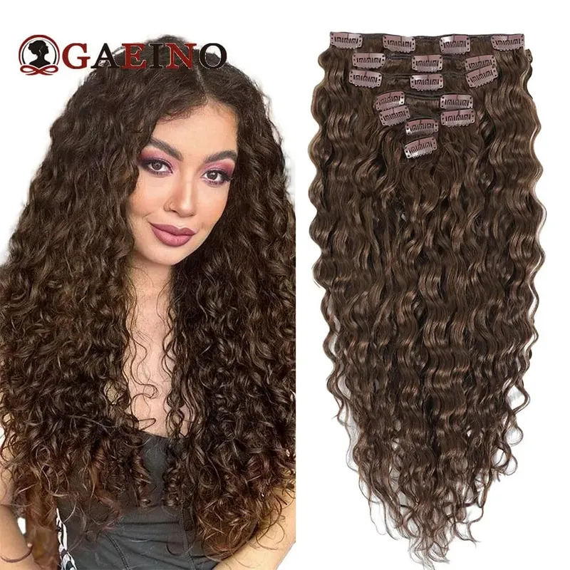 12A Grade Water Wave Clip In Hair Extensions 100% Human Hair Remy 7Pcs/Set Wet and Wavy Clip Ins Hairpieces For Women 14-24Inch