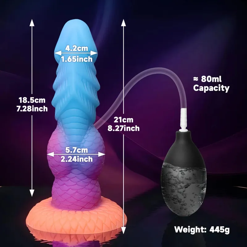 Ejaculation Monster Dildo Soft Silicone Penis Inflatable Big Knot Dildos Squirting Strong Sucker Dick Sex Toy for Women Men 18+