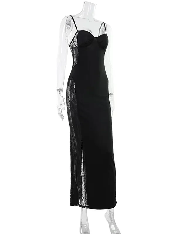 Renda retalhos camisolas sólido dividir vestidos femininos hip envoltório bainha moda chique roupas de festa sexy clube na moda feminina
