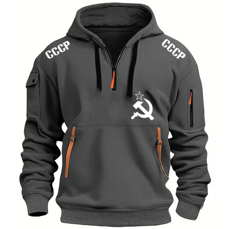 Autumn Winter CCCP USSR Soviet Union KGB Moscow Sweatshirts Hoodie For Men Street Outdoor Pullover Oversized Men's Hooded Clothi — image 11