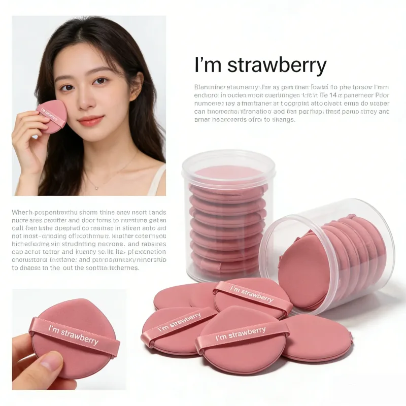 7 Pieces of Pink Drop-Shaped Powder Puff Suitable for Use with Dry Powder to Set Makeup or with Wet Powder for Foundation.