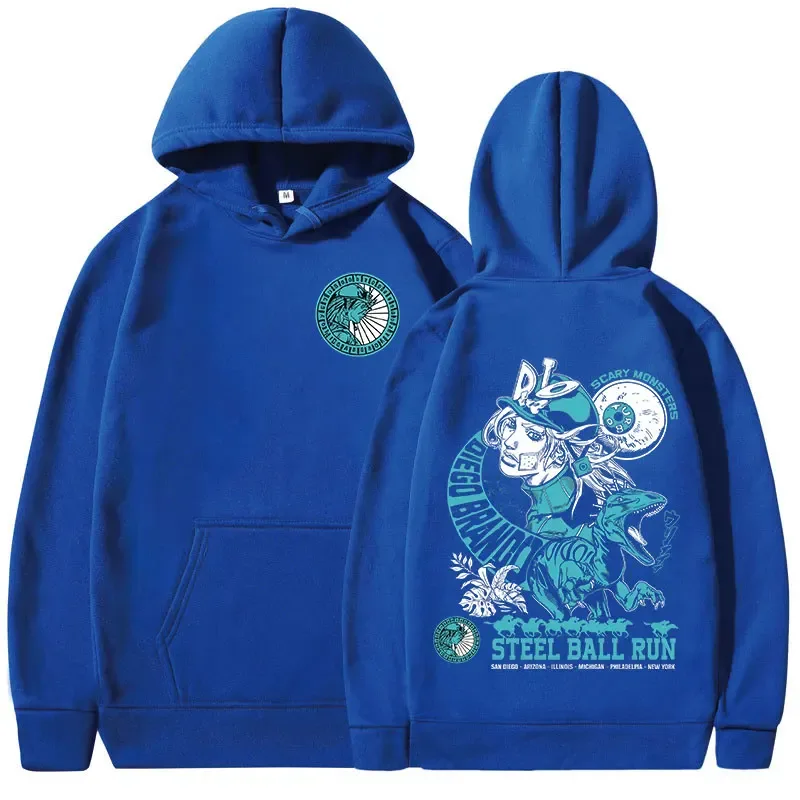 Anime Jojo Bizarre Adventure Hoodies STEEL BALL RUN Diego Brando Manga Graphic Sweatshirts Men's Long Sleeves Fleece Pullovers