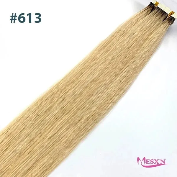 Mini Tape In Human Hair Extensions Real Natural Hair Extension Straight 16"-26" Black Brown Blonde Invisible Tape In For Salon