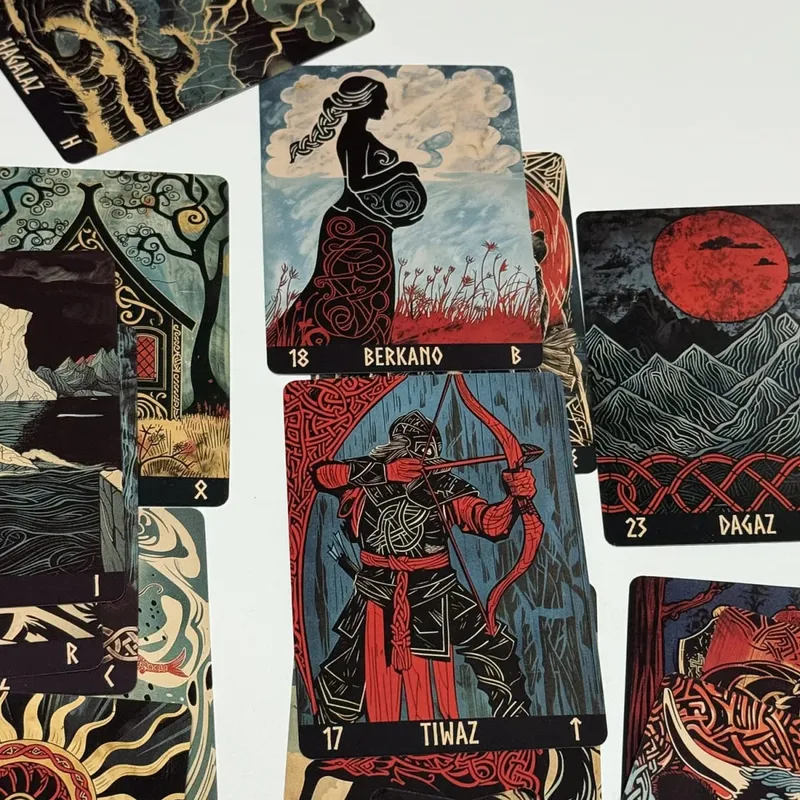 Norveç Gravür Runes Güverte 24 adet İngilizce Versiyon Elder Futhark Runes Oracle güverte
