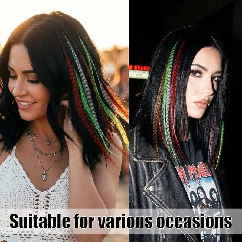 16''4 mixed-color I-TIP Sweet-Cool Hot Style Y2K MillenniumHot Girl Neon Leopard Print Colorful Feather synthetic hair extension