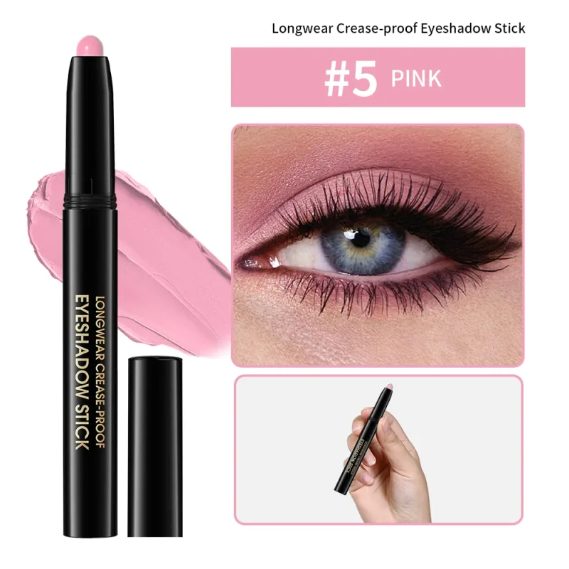 10colors Eyeshadow Stick Matte & Shimmer Shades Waterproof Smudge-proof Glitter Eyeshadow Pencil Stick Lasting Smooth Eye Makeup