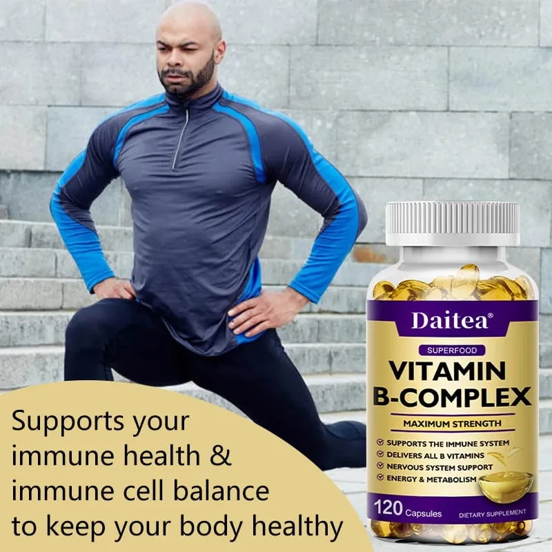 Vitamin B-Complex Capsules - Energy Immune & Nervous System Support Relieve Stress Improve Digestion