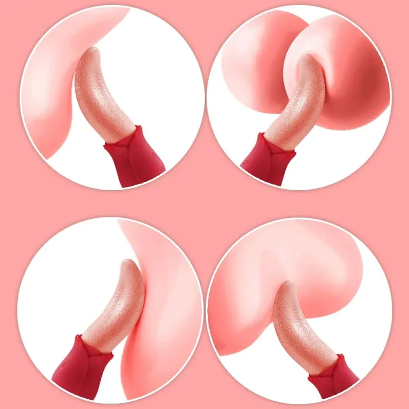 逼真舔舌玫瑰振動器女式乳頭陰蒂刺激振動器性玩具適合成年女性情侶 18 歲以上