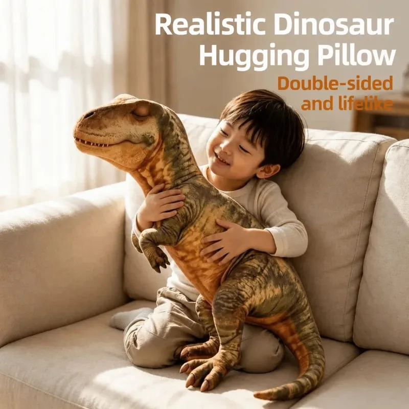 3D Design Dinosaur Pillow Lifelike Dinosaur Cotton Filling Cushion Kawaii Style Funny Shape Home Throw Pillow Gift Giving