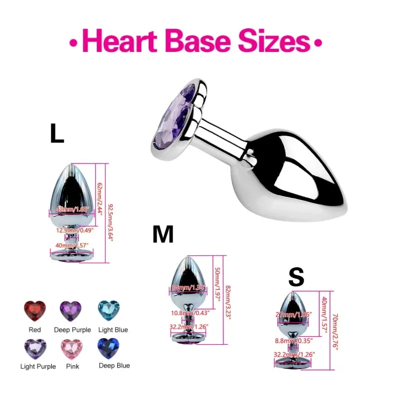 Heart Shaped Metal Anal Plug Butt Plug 6 Colors S/M/L Sizes Unisex Adult Sex Toys for Men Women Anal Massager Pleasure Toy