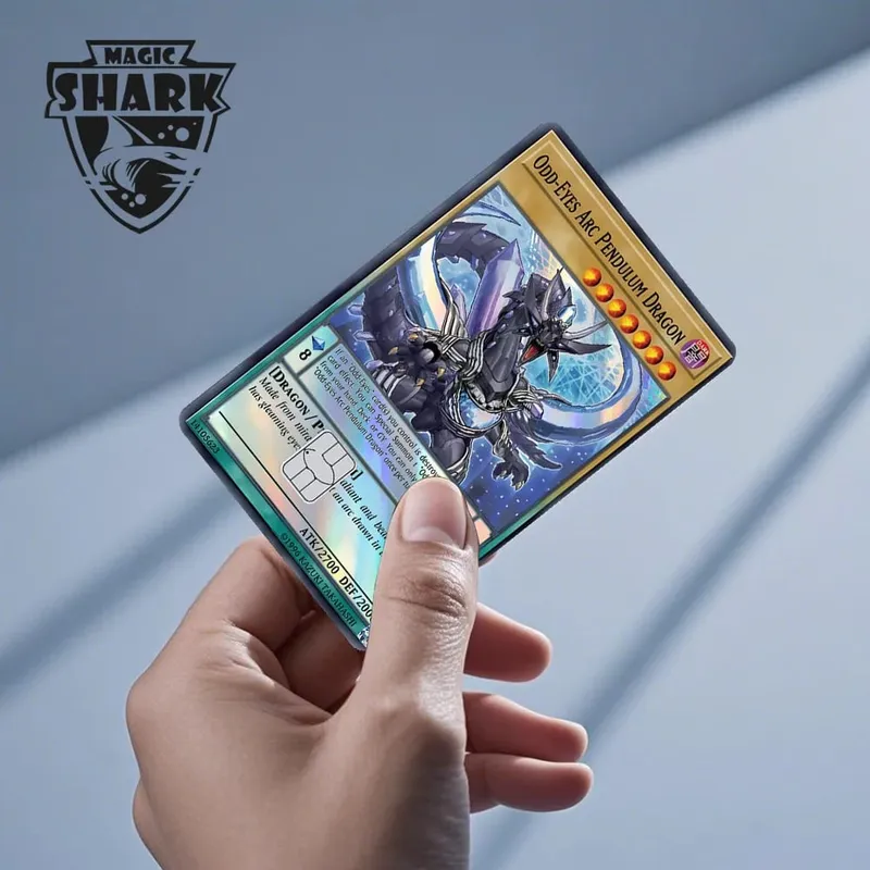 Magic Shark Yo-gi-oh Blue Eyes Dragon Game Shinny Holographic Laser Debit Credit Card Sticker Film Skin Front Cover