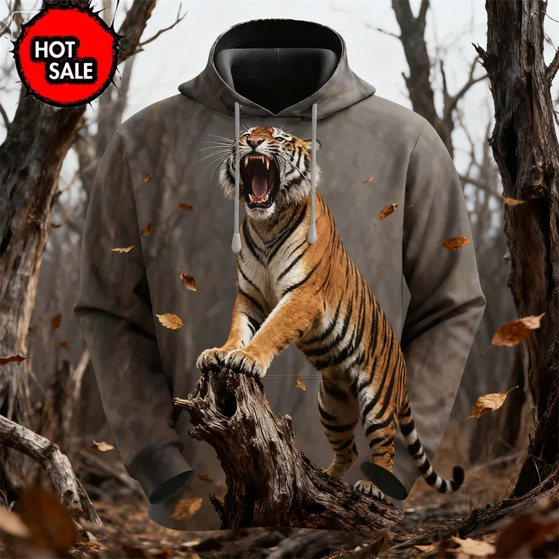 Fashion Animal Tiger Wolf 3D Printed Hoodies For Man Women Hooded Oversized New In Jackets Sweatshirts Man Tracksuit Coat Tops