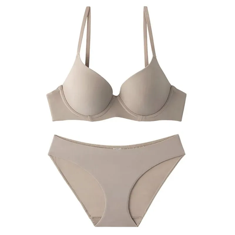 Women Padded Push Up Bra Set Elegant Daily Casual Bra and Panty Set Ladies Lingerie Brief Set Underwear