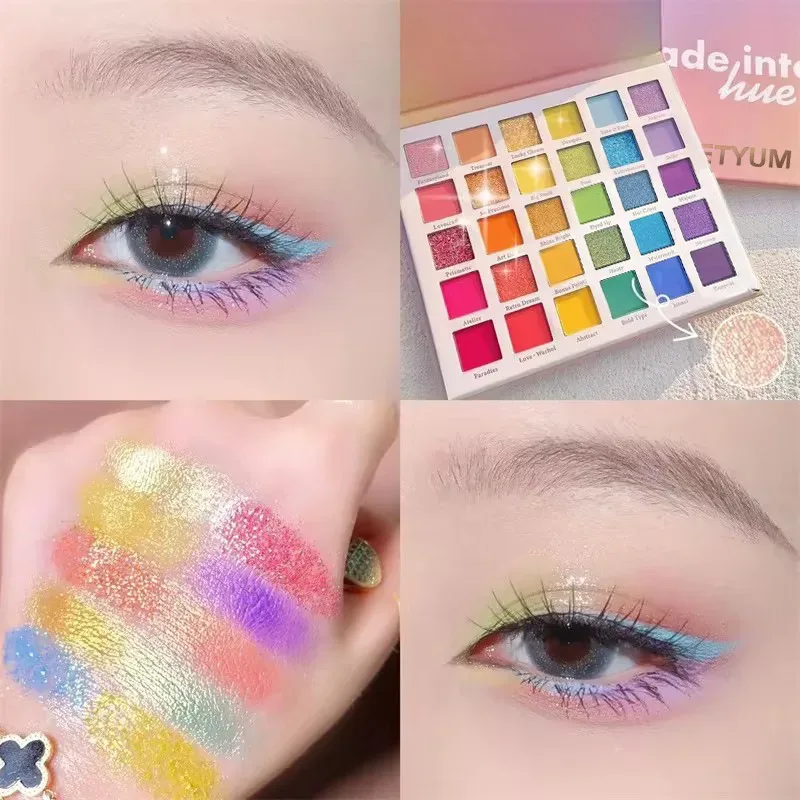 30 Color Eye Shadow Palette Rainbow Coral Pearl Glitter Matte Sequins Shimmer High Pigment Eye Shadow Party ＆ Dance Show Makeup
