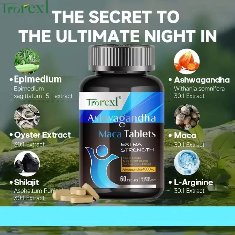 Ashwagandha Maca Tablets Suplemen Peningkatan Lelaki Tenaga & Daya Tahan Yang Dipertingkatkan Menggalakkan Sokongan Saiz Potensi Tertinggi