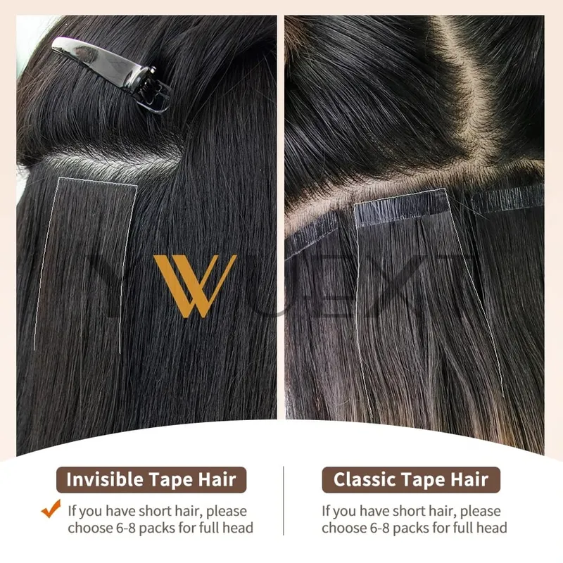 Invisible PU Skin Weft Hair Extensions Natural Straight Machine Remy Seamless Adhesive Tape In Human Hair 10pcs/pack
