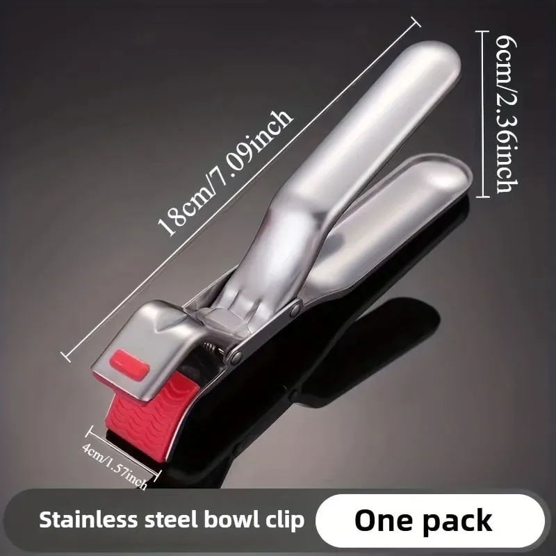 Heavy-Duty Stainless Steel Gripper Clips Hot Dish Plate Anti-Scald Clip Non-slip Bowls Clamp Holder for Frying Pans Steamer Oven