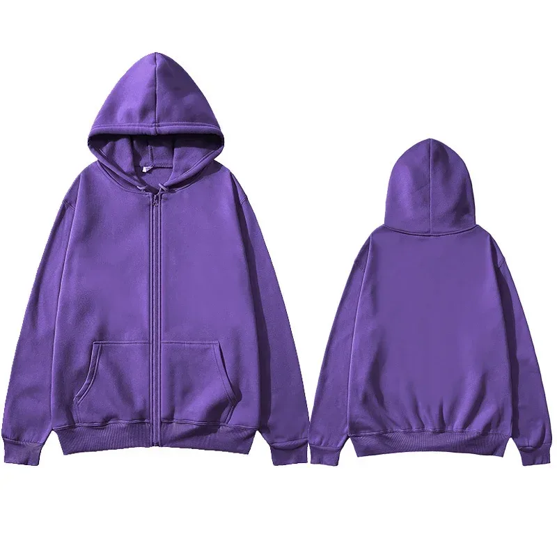 Men/Women Zipper Cardigan Hoodies Pure Color Casual Jacket Coats Fleece Spring Autumn Sweatshirts Sports Streetwear Men tops — image 7