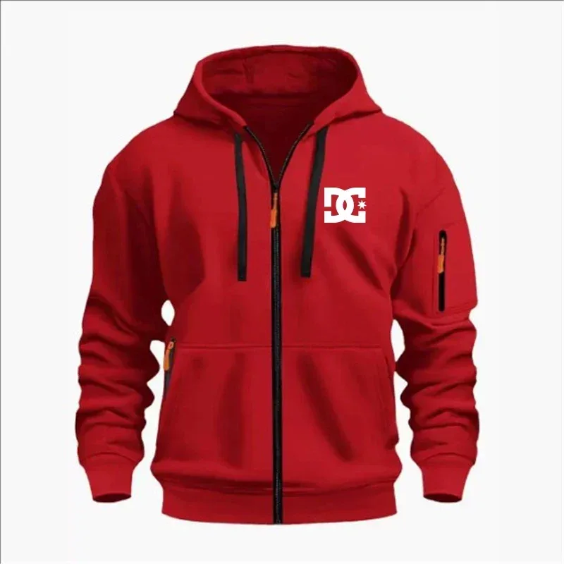 Spring and Autumn Men's Casual Sports Hoodie Fashionable Arm Pocket Drawstring Hoodie Men's Loose Long-sleeved Shirt Pullover