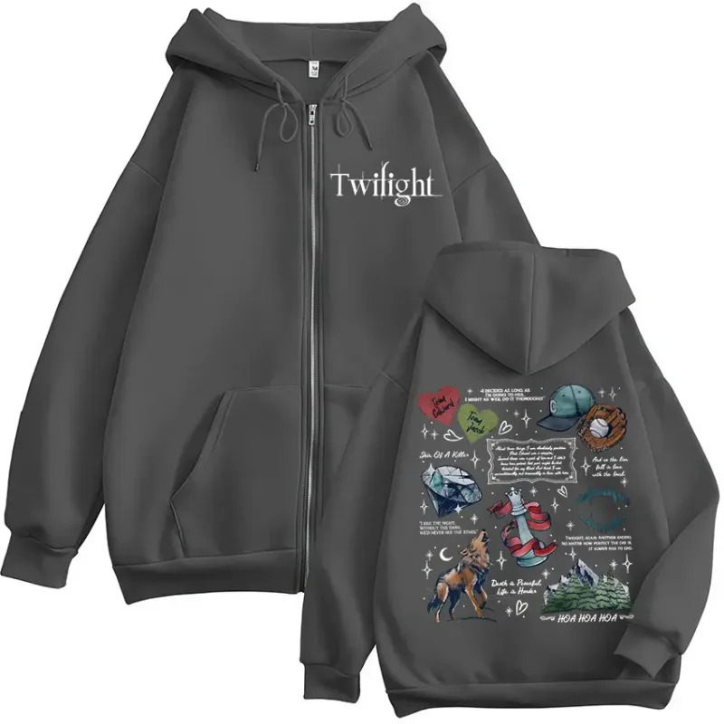 Movie Twilight Vampire Wolf Romance Zipper Hoodies Edward Cullen Men's Women Clothing Fashion Hip Hop Zip Up Hooded Sweatshirts