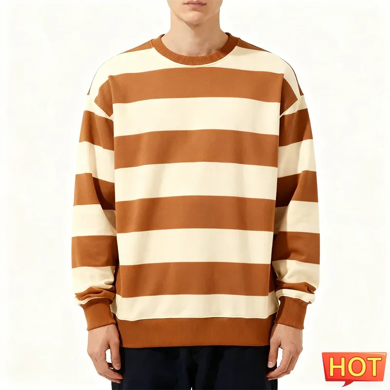 Eenvoudige gestreepte grafische sweatshirts voor heren Mode Trendy lange mouwen 3D bedrukt Lelijk sweatshirt Casual oversized truien Tops