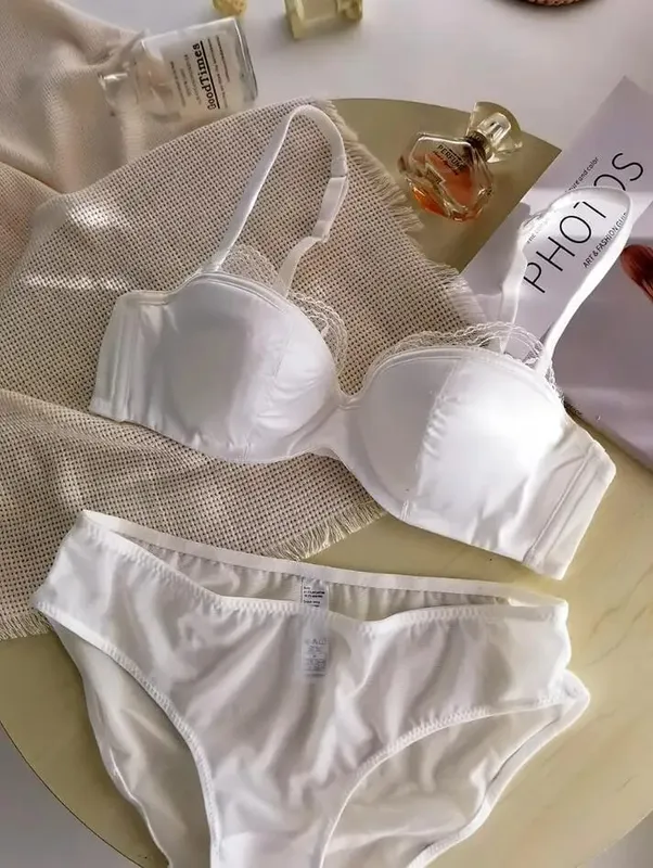 Thin section half cup underwear set panties small breasts gathered large size lingerie ultra-thin sexy lace girls bra new