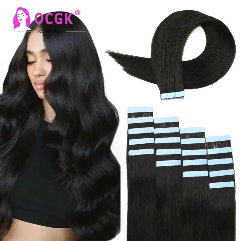 12A Tape In Hair Extensions 100% Remy Human Hair Pre-taped Skin Weft Adhesive Strips For Women Salon Use High Quality 14-22 Inch