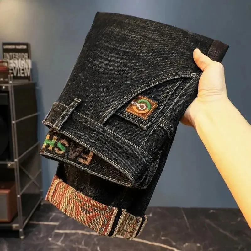 Autumn New Fashion 2026 Men's Jeans Small Straight Elastic Loose Simple Korean Trend Pants Low Rise Jeans Man Pants