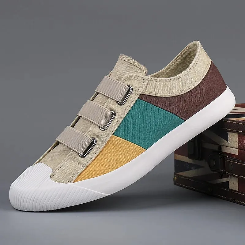 New Fashion Men's Canvas Sneakers Casual Shoes Breathable Flat Buckle Loafers Shoes Summer Autumn Mens Designer Men Board Shoes