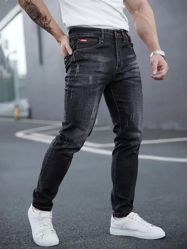 Năm 2025 Nam Slim Casual Đường Phố Cổ Điển Skinny Jeans Bút Chì Jeans Hợp Thời Trang Co Giãn Phong Cách Thoải Mái Thời Trang Đa Năng