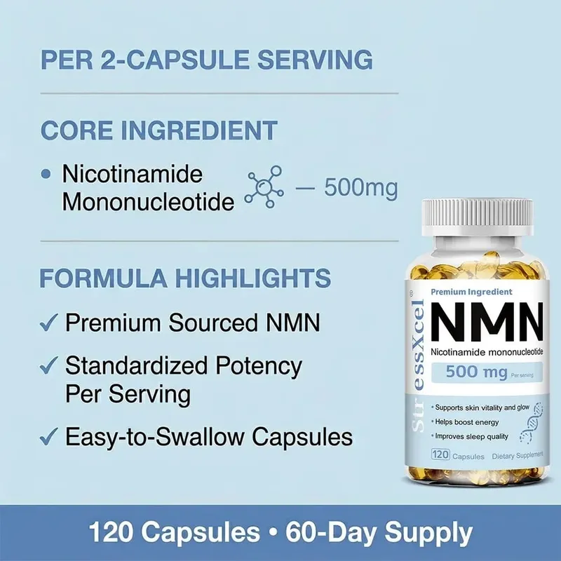 NMN Nicotinamide Mononucleotide - Supports Cell Repair and Growth Reduces Wrinkles and Increases Skin Elasticity